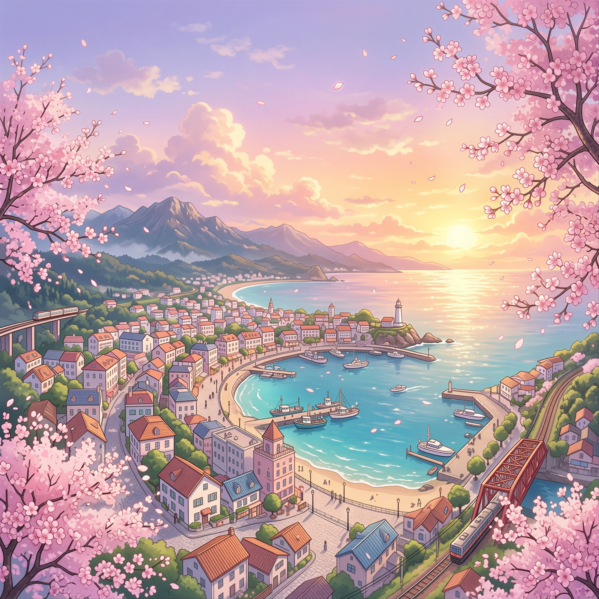 Kibou City coastal skyline